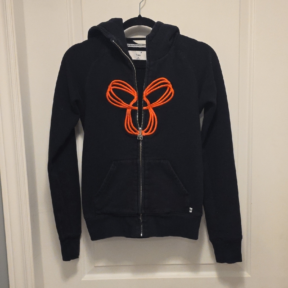 #6 TNA Black/Pink Hooded Zip Up Jacket Size XS